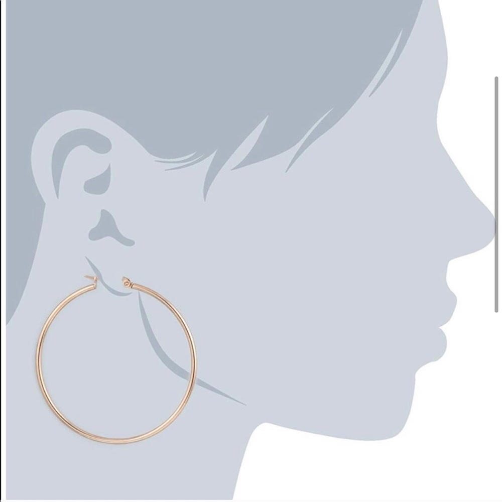 Rose Gold Classic Hoop Earrings 50mm diameter - Picture 2 of 3